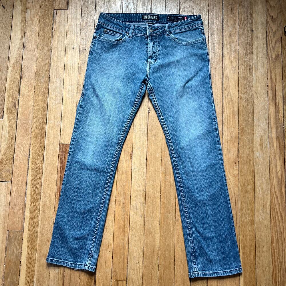 Y2K Lip Service Garage Button Fly Jeans Skull Cross Bones Grunge Mens Size 32x32
